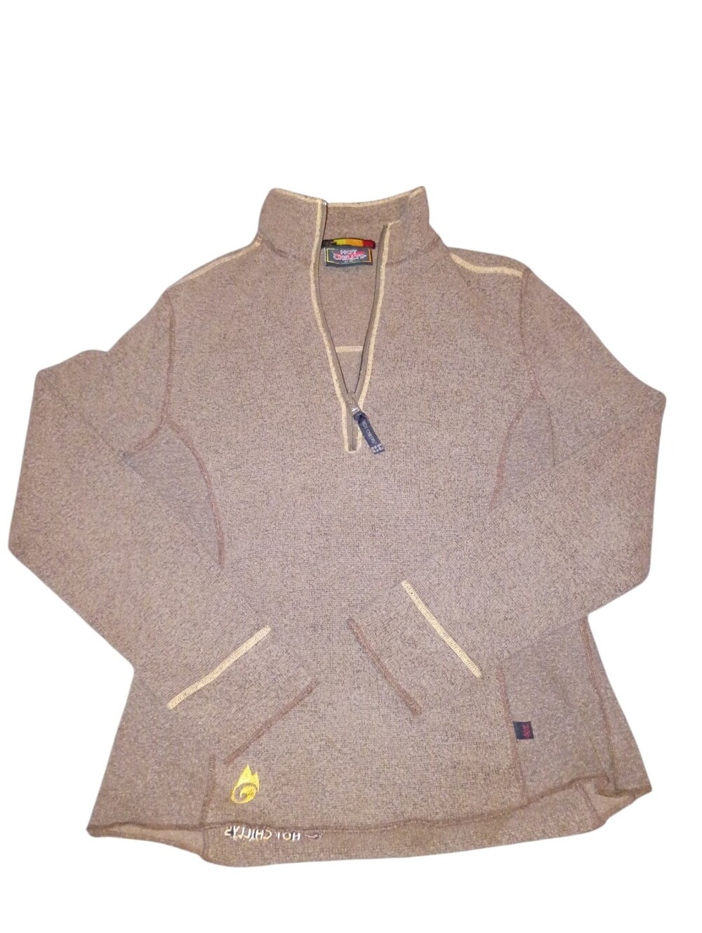 HOT CHILLYS WOMENS Quarter-Zip Pullover Sweater in Heathered Taupe